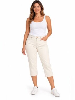 Ralph Lauren Jeans 98% cotton capri women's hi-rise pants size 12 cream